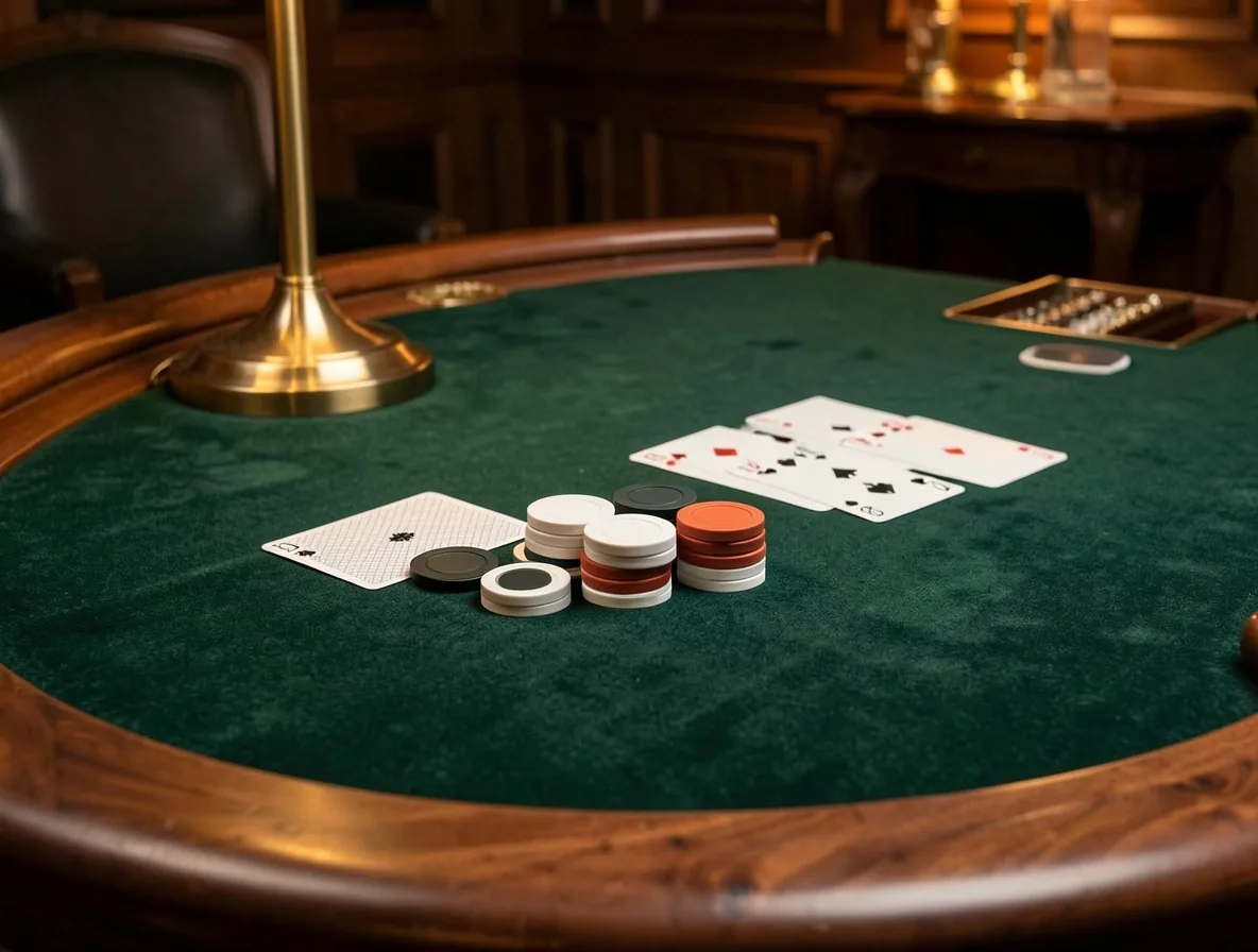 Table de poker d'affaires et ambiance feutrée du club Riivage
