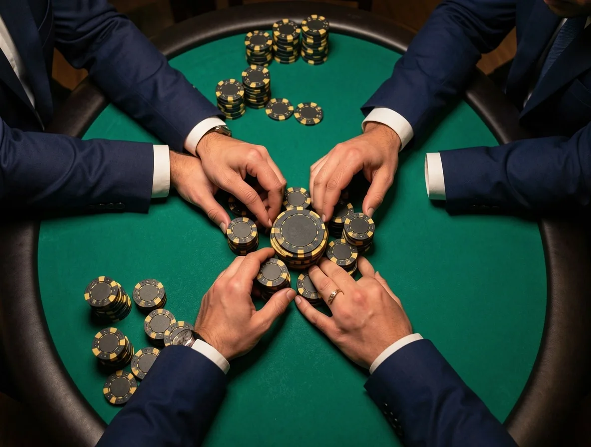 Table de poker stratégique en feutre vert et jetons au Salon Riivage Lille