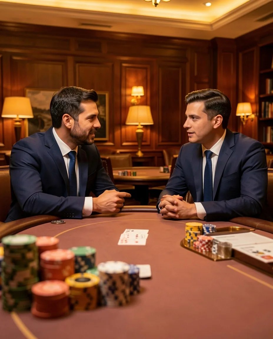 Professionnels en session de réseautage au club de poker Salon Riivage