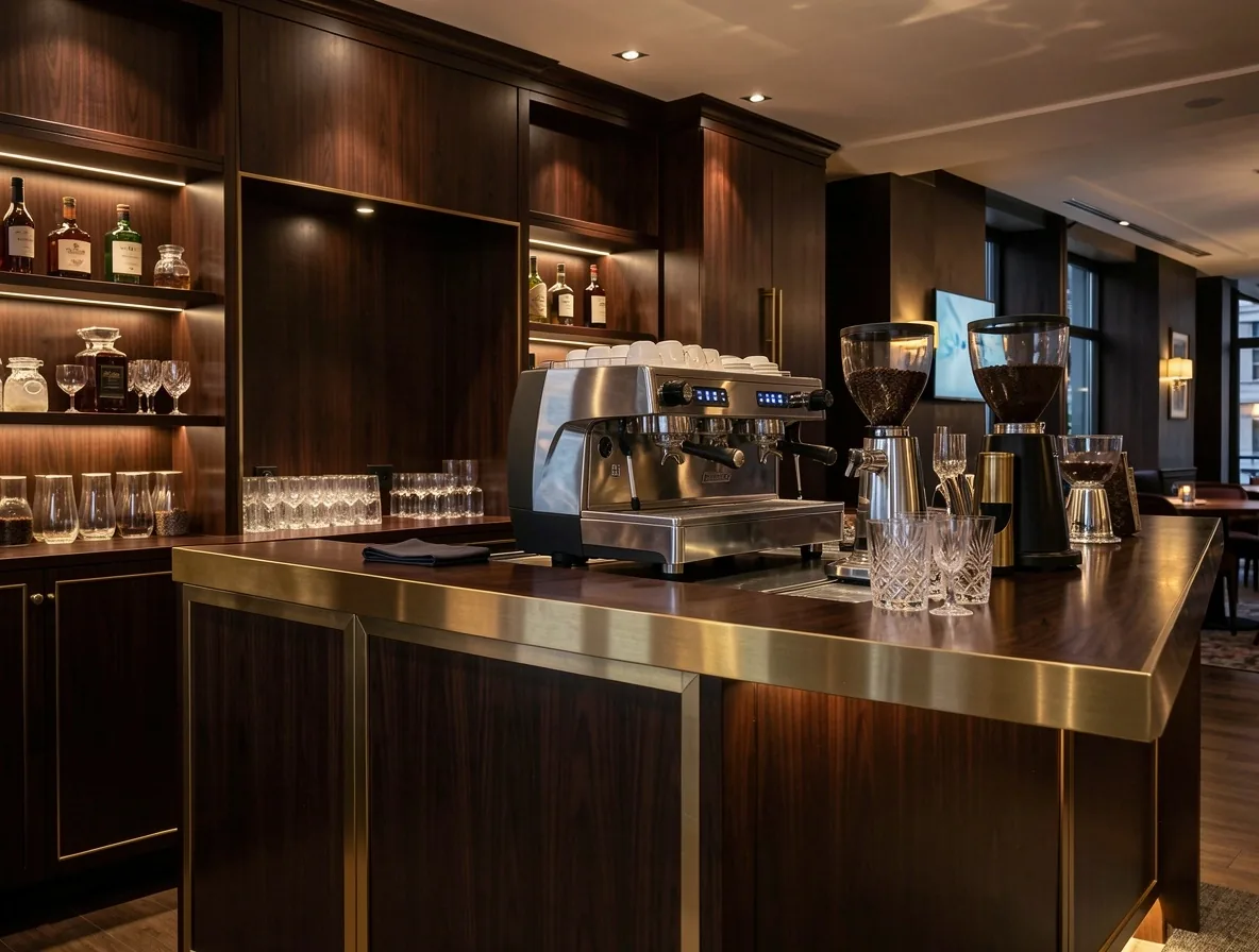 Comptoir du bar à café de spécialité au Salon Riivage à Lille
